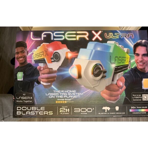 Laser X Ultra Double Blasters Laser Tag Game 2 Players Blue & Red OS - Picture 4 of 8